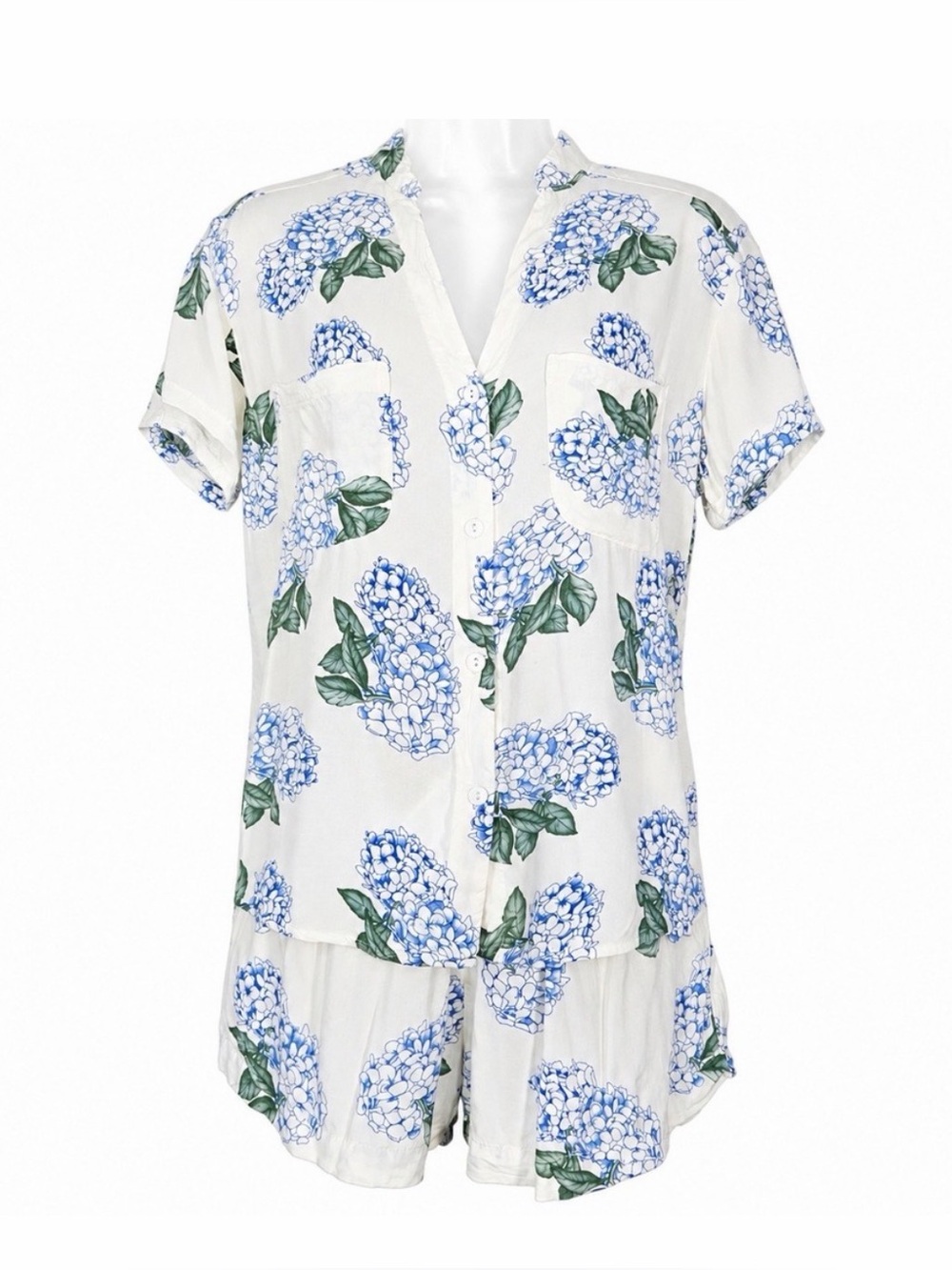 Piyama Hydrangea Print Pajama Set | Size Small | Short Sleeve & Shorts